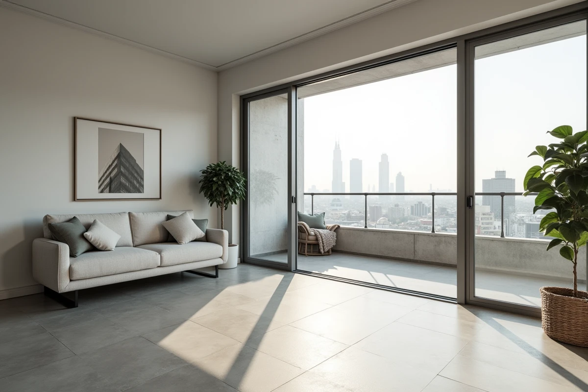 Appartement contemporain lumineux avec vue urbaine mis en valeur pour une vente immobilière premium