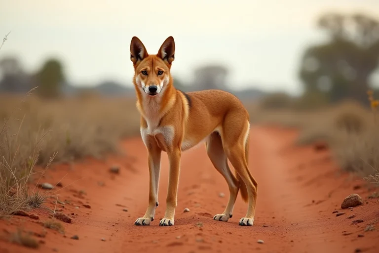 Dingo sauvage en pleine nature dans le bush australien