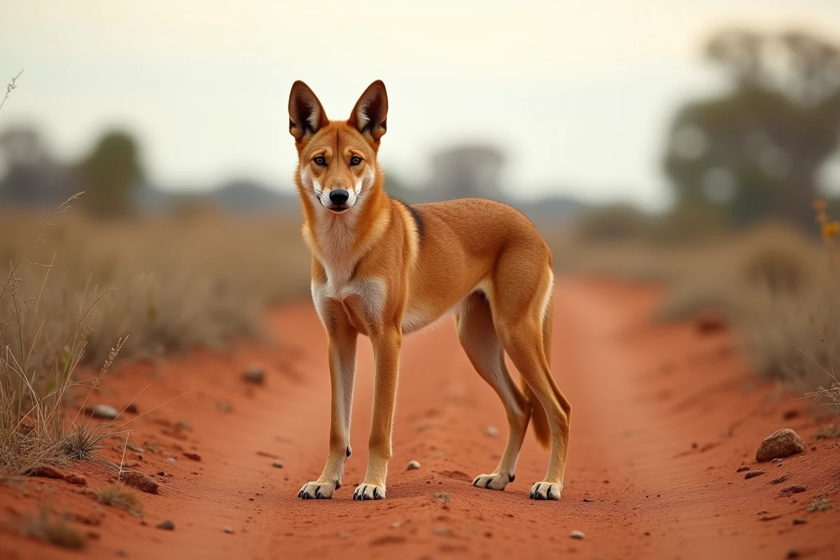 Dingo sauvage en pleine nature dans le bush australien